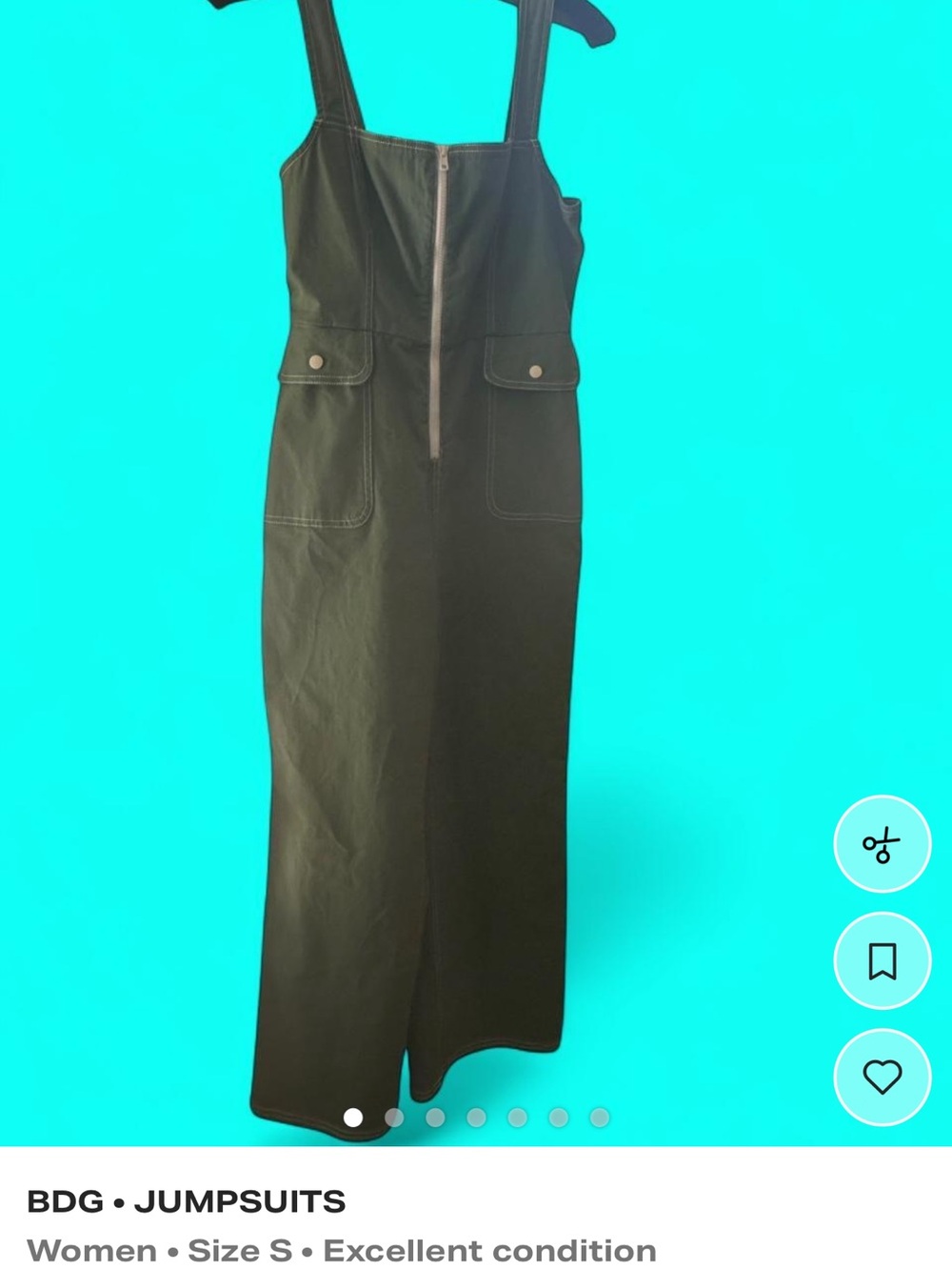 BDG Dark Olive Utility Jumpsuit with Front Zip